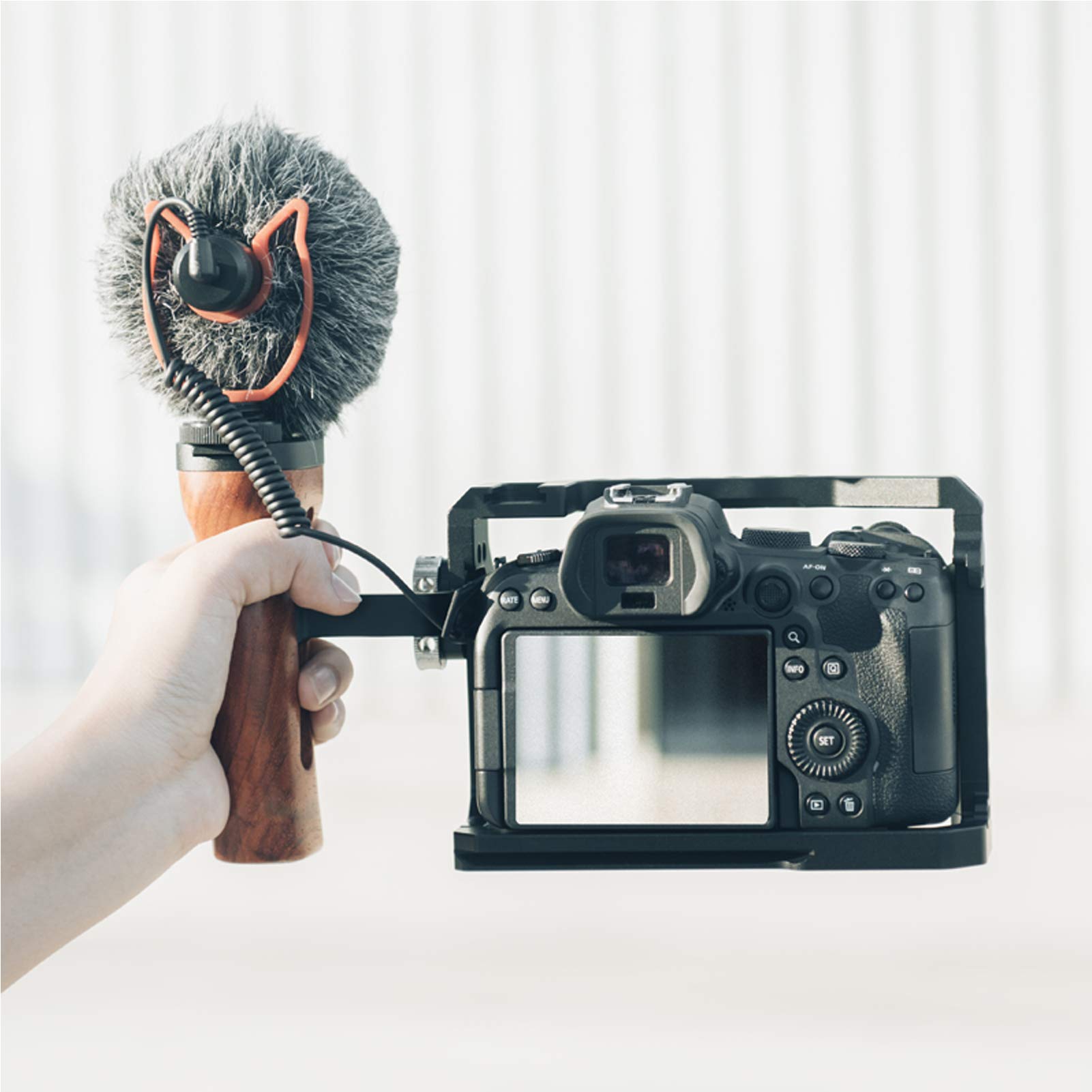 A72 Wooden Camera Cage Handle - Professional Video & Photography Expansion Bracket Support for DSLR/Mirrorless Cameras - Perfect for Vlogging, Filmmaking and Studio Shoots
