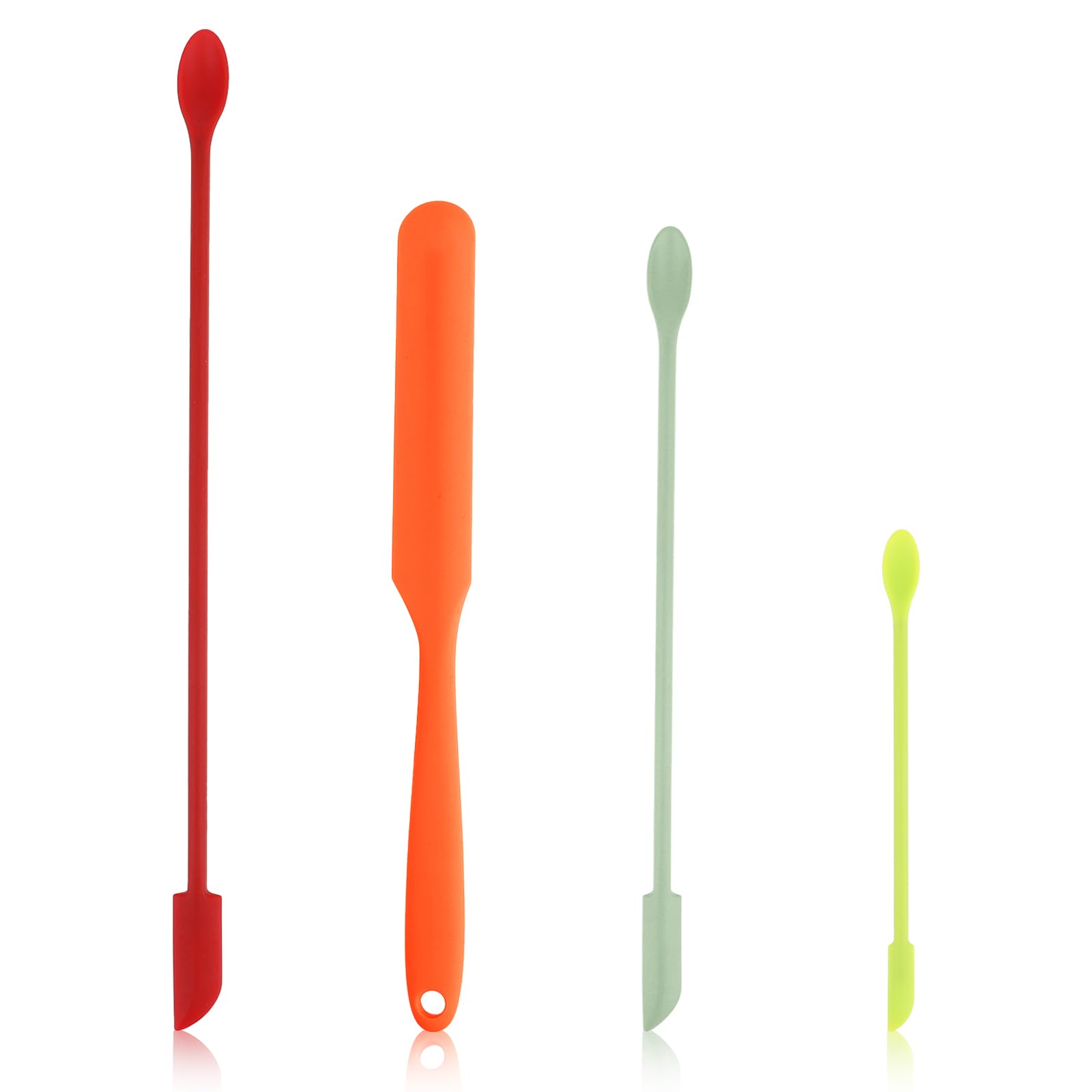 4Pcs Mini Silicone Beauty Spatula Set - Small Thin Makeup Spatulas for Cosmetics, Lotion, Wax & Hair Removal - Perfect for Kitchen Jars, Food Bottles & DIY Beauty Treatments at Home