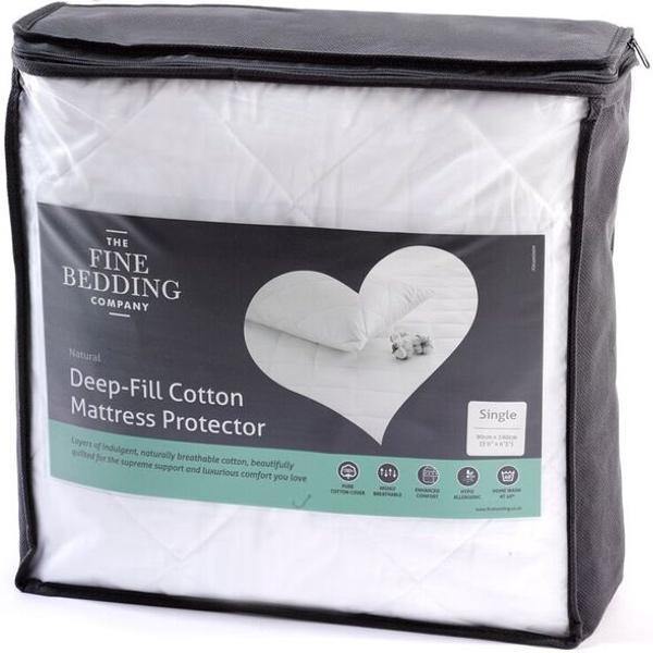 Premium Deep Fill Cotton Mattress Protector - Waterproof, Hypoallergenic, Breathable Bed Cover for Allergies & Night Sweats - Fits Mattress Up to 18