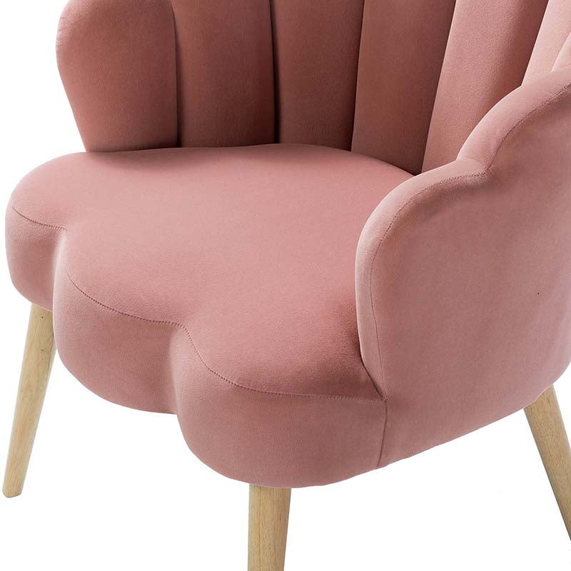 Ariel Scalloped Velvet Armchair - Luxurious Velvet Upholstered Accent Chair for Living Room, Bedroom & Office - Elegant Home Decor Furniture for Comfortable Seating