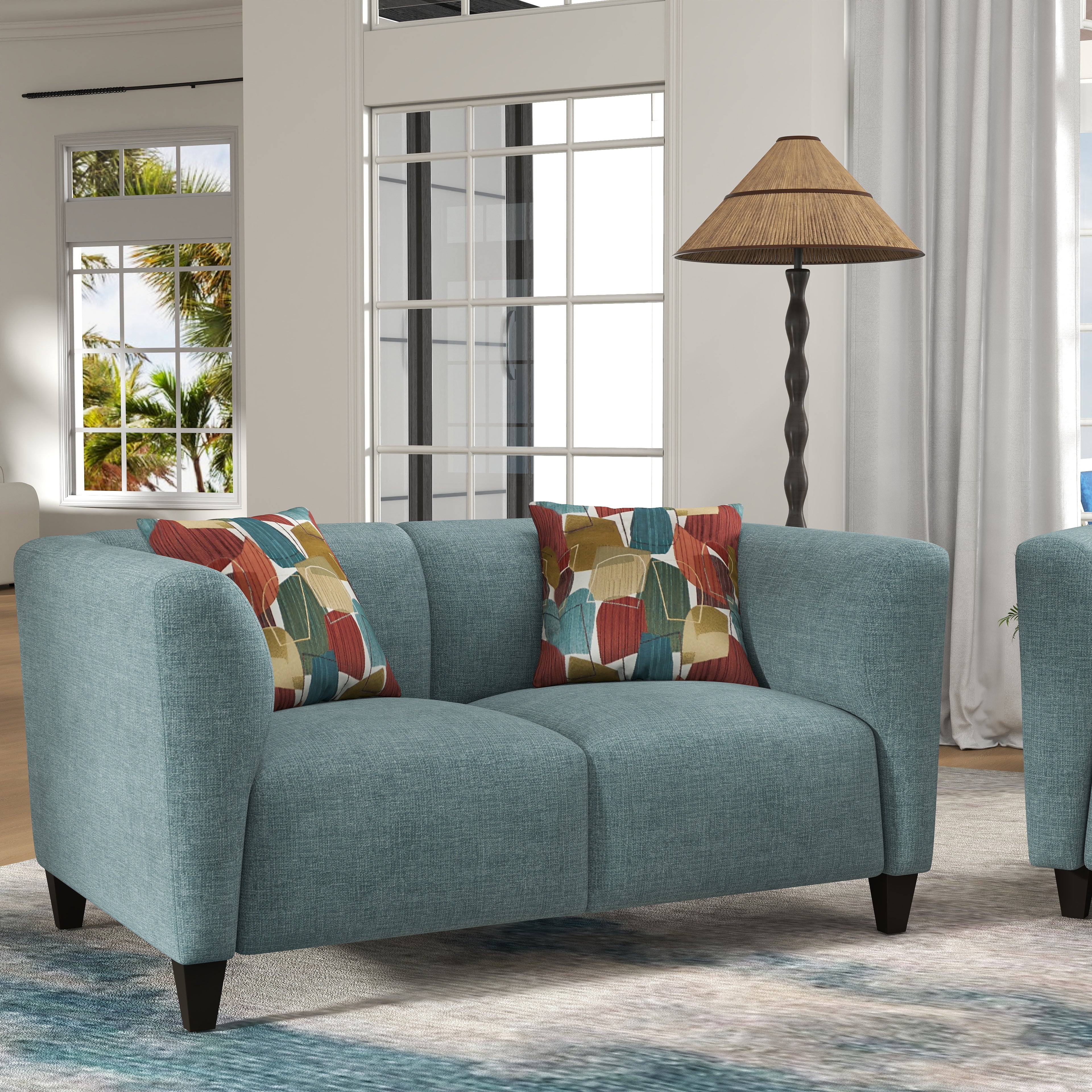 Roundhill Furniture Della Upholstered Sofa and Loveseat Set - Modern Living Room Furniture for Small Spaces | Perfect for Apartments, Condos & Cozy Homes