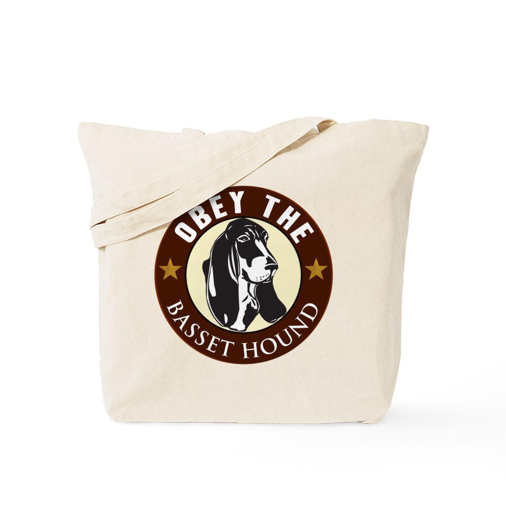 Obey The Basset Hound Natural Canvas Tote Bag - Eco-Friendly Reusable Shopping Bag for Groceries, Beach & Daily Use