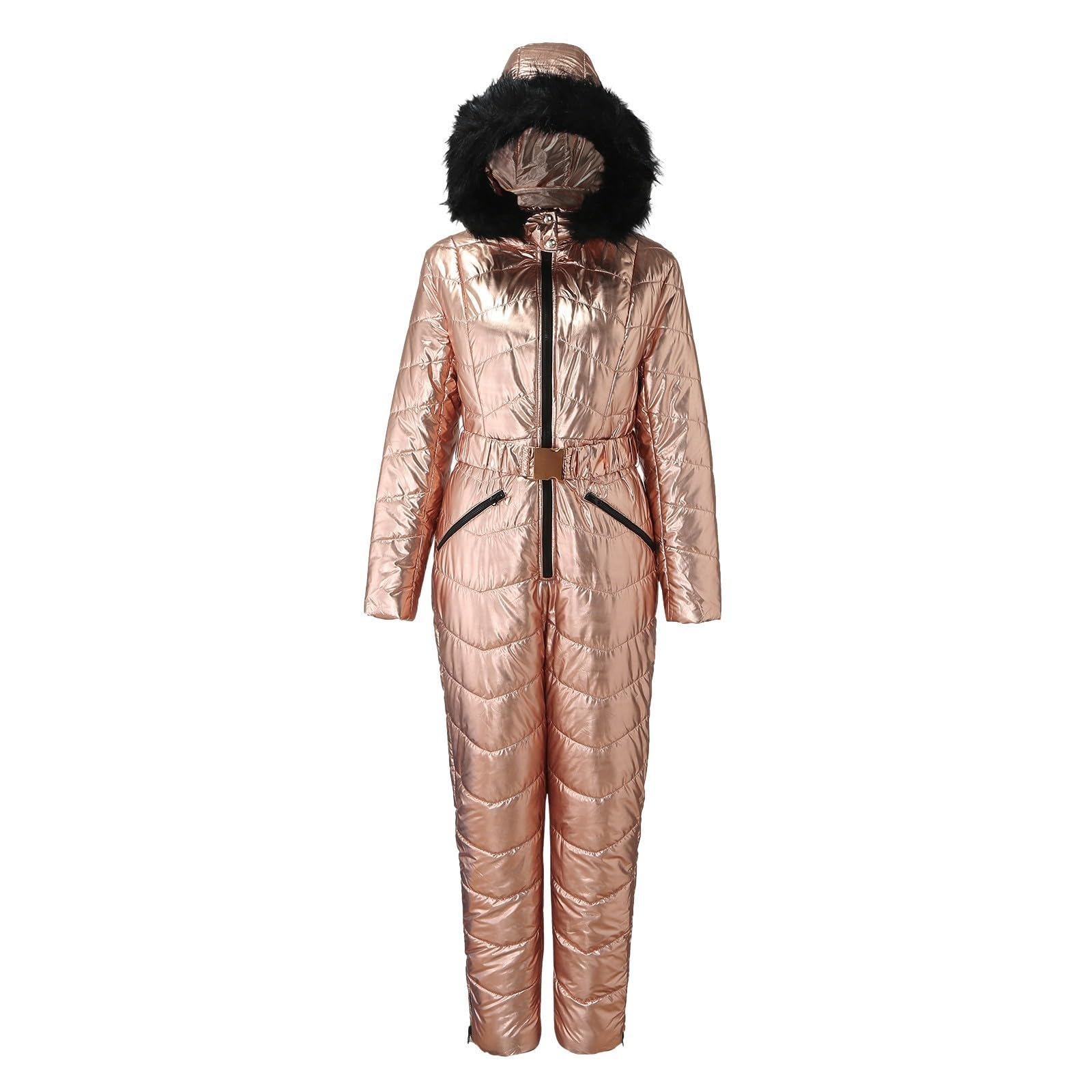 Women's Insulated Waterproof Ski Jumpsuit - Winter One Piece Snowsuit with Hood for Outdoor Sports & Skiing | Perfect for Snowboarding, Ski Resorts & Cold Weather Adventures