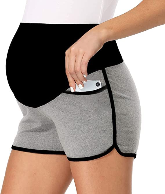 Best Maternity Shorts for Women - Stretchy Activewear Lounge Sports Yoga Running Pregnancy Pants with Pockets - Perfect for Workouts, Relaxing & Everyday Comfort