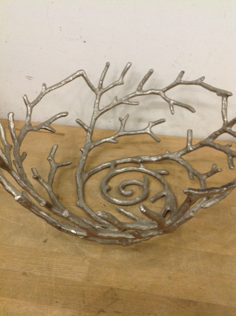 16oz Silver Metal Branch Bowl - Elegant Decorative Serving Bowl for Fruits, Nuts & Centerpieces - Perfect for Dining Table, Kitchen Counter & Party Decor