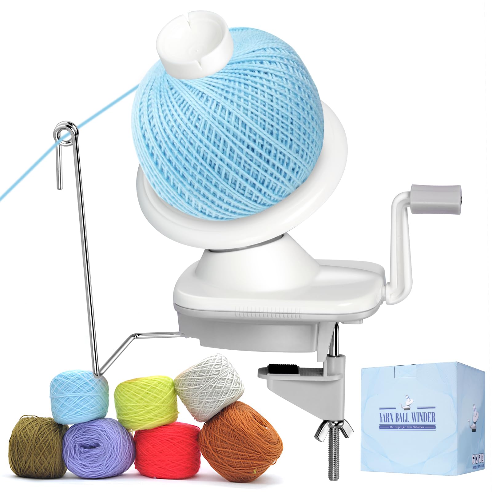 CESUSME Hand Operated Yarn Ball Winder Machine - Wool String Cake Winder with Tabletop Clamp for Knitting & Crocheting - Perfect for DIY Yarn Projects, Crafting & Home Use