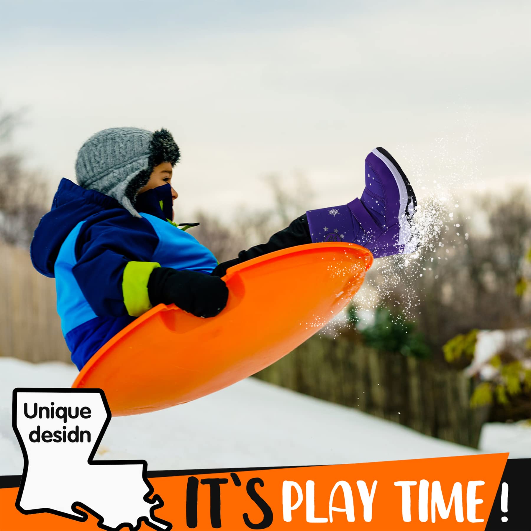 KomForme Waterproof Snow Boots for Boys & Girls - Winter Outdoor Boots for Toddler, Little Kid & Big Kid - Perfect for Snow Play, Hiking & Cold Weather Adventures