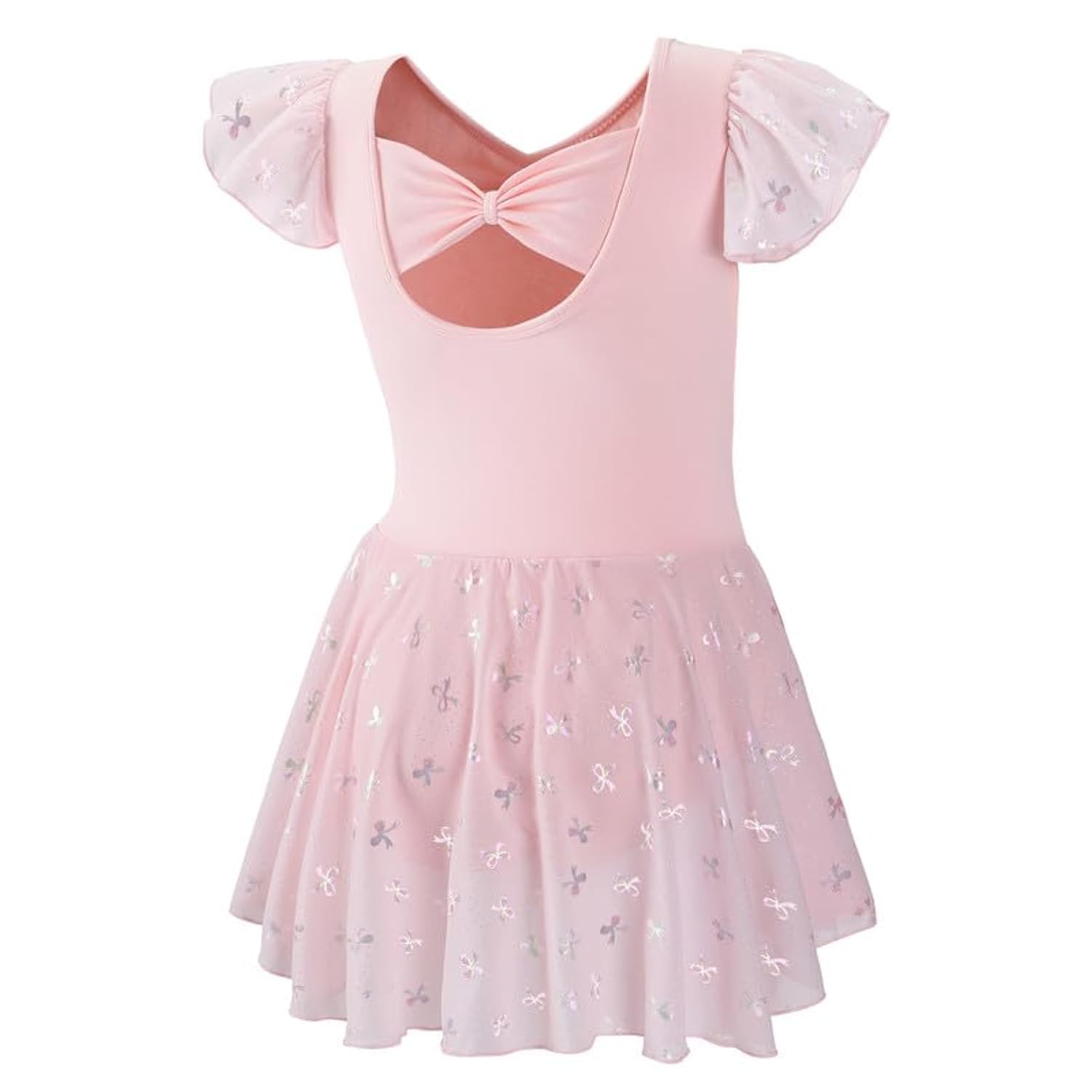 DIPUG Girls Ballet Leotard with Bow - Shiny Dance Dress for Ballet, Jazz, Gymnastics & Performance - Perfect for Recitals, Competitions & Dance Classes