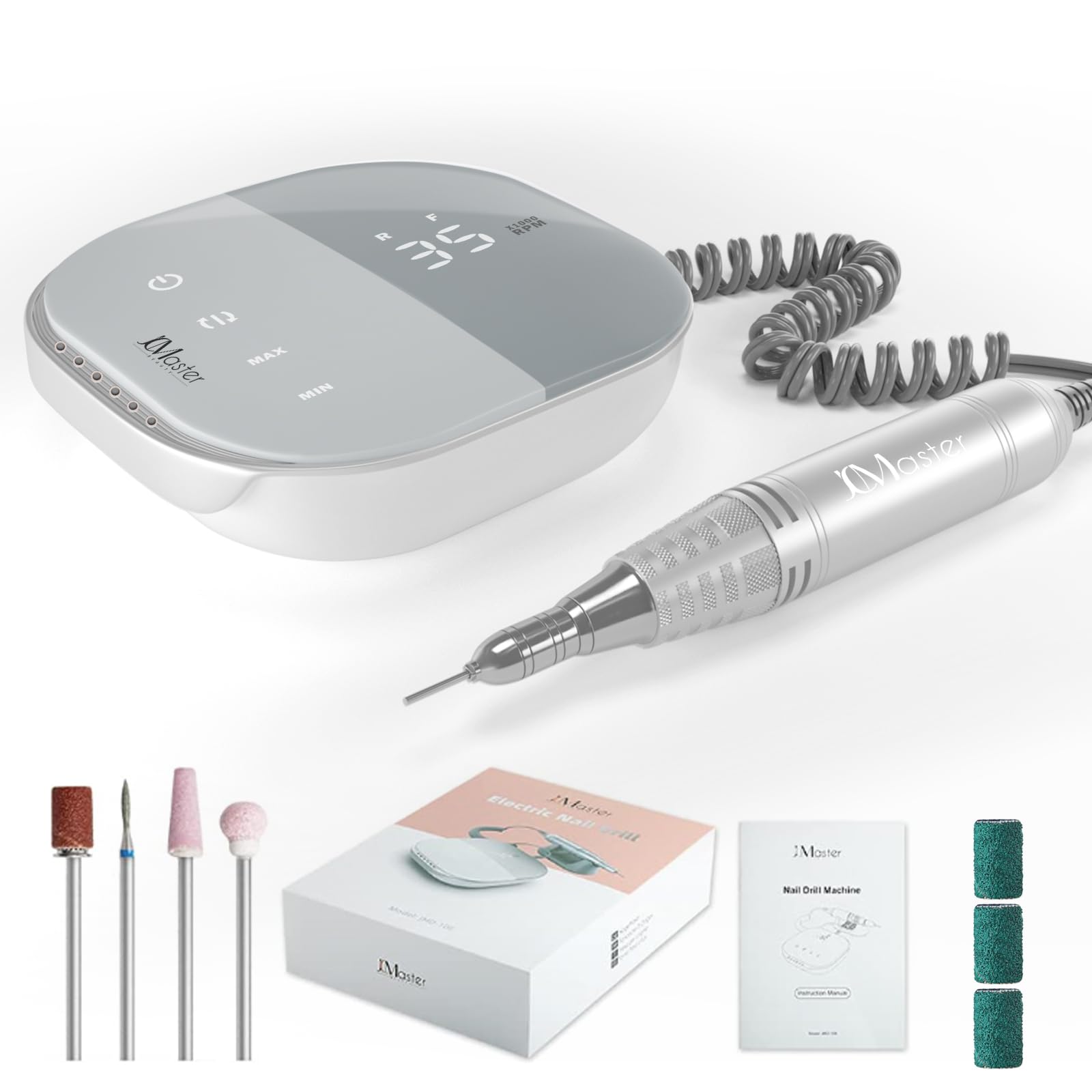 JCMASTER® TouchPro+ Professional Electric Nail Drill Kit - 35000RPM Portable Nail File Machine with LED Display & Touch Control for Gel, Acrylic & Thick Nails | Salon & Home Manicure Use