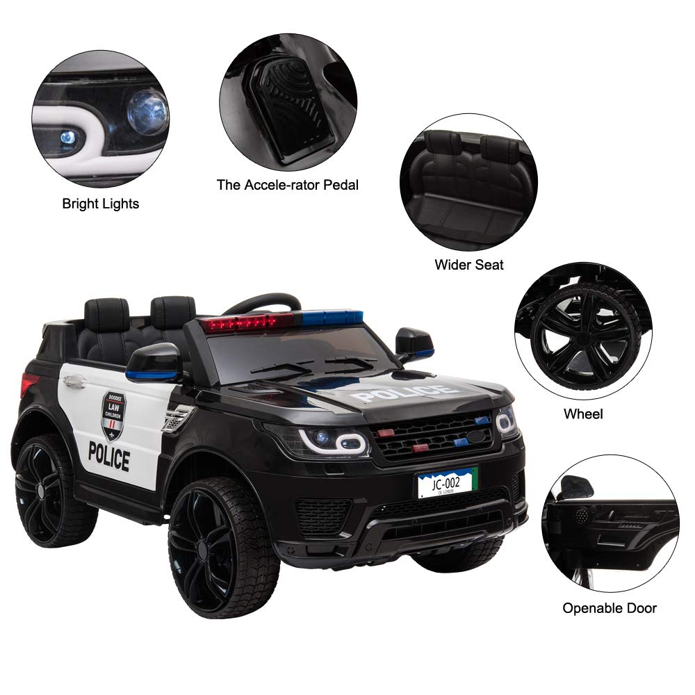 12V Kids Electric Police SUV Ride-On Car with Remote Control & LED Lights - Perfect for Outdoor Play