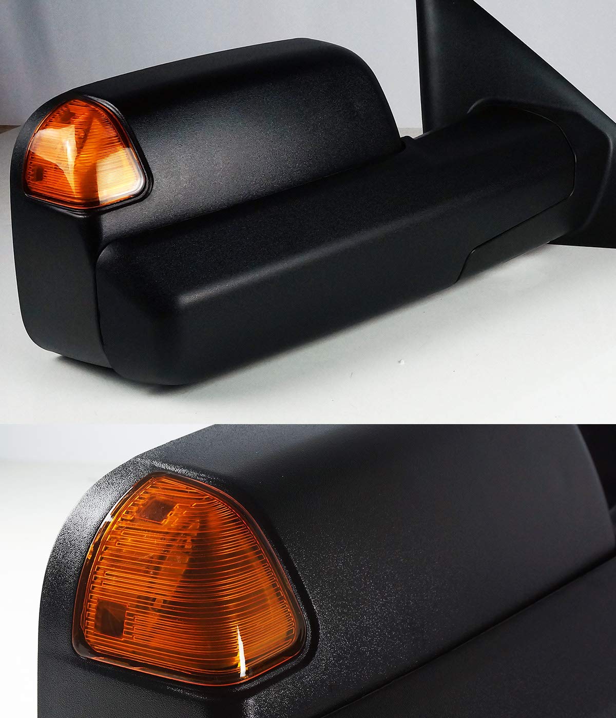 2009-2018 Ram 1500 & 2010-2018 Ram 2500/3500 Power Heated Towing Mirrors with Amber Turn Signal & Remote Control Folding - Perfect for Towing, Off-Roading & Heavy-Duty Work