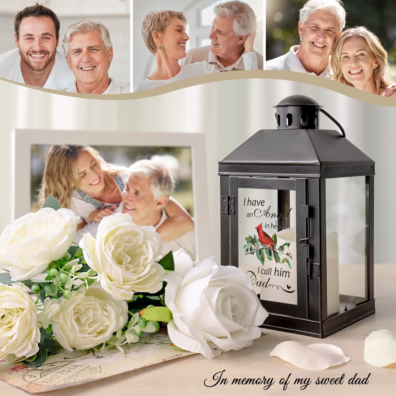 Memorial Lantern - Sympathy Gifts for Loss of Father, Bereavement & Remembrance Gifts for Funeral, Memorial Service & Home Decoration