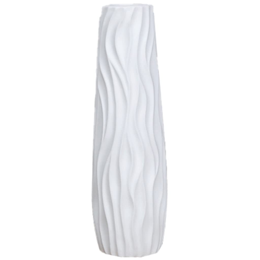 Modern Ceramic Vase with Wave Pattern - White 11x11x46cm for Fresh & Dried Flowers - Minimalist Home Decor for Living Room, Bedroom & Office