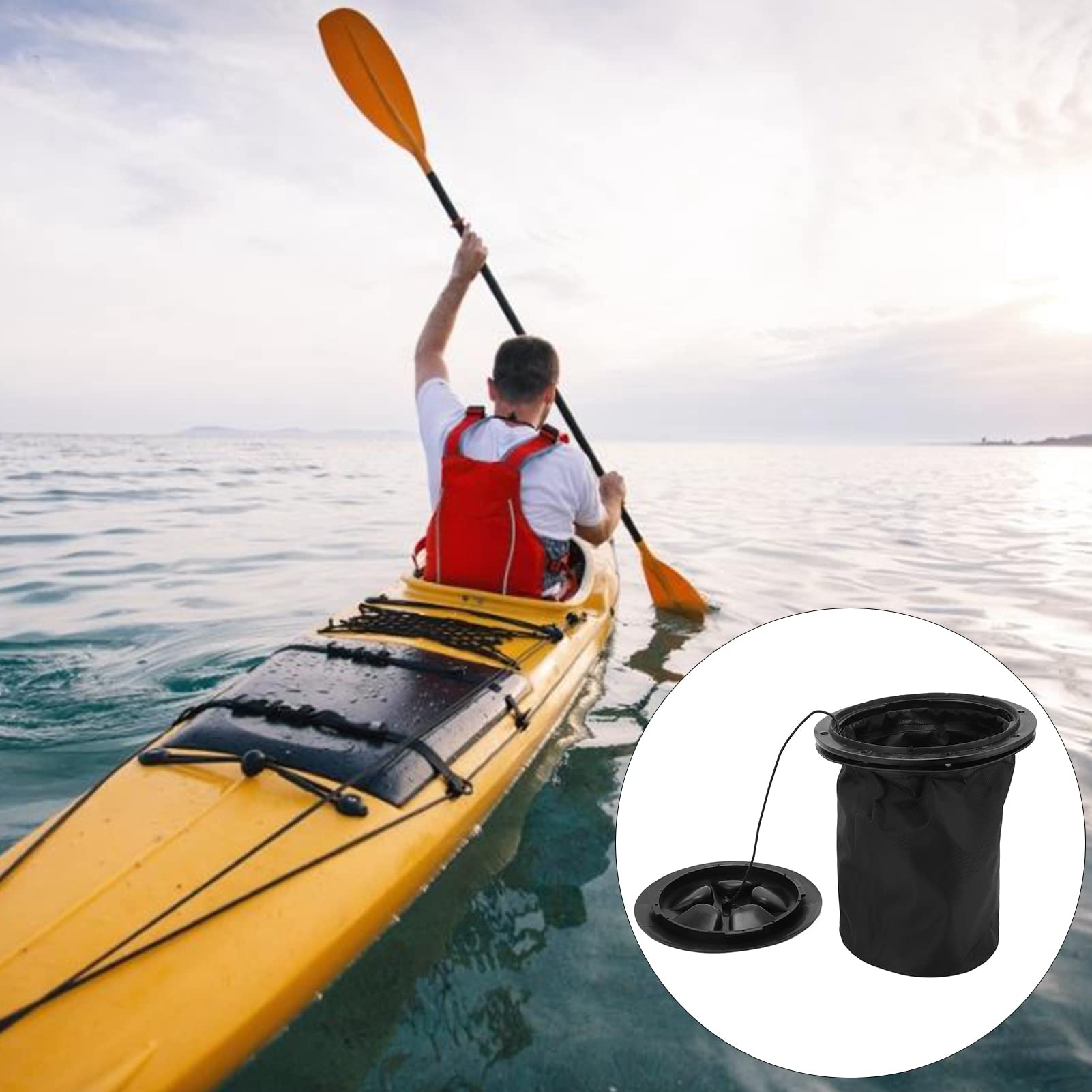 Waterproof 6in Kayak Deck Plate Cover with Storage Bag - Heavy Duty Boat Canoe Accessory for Fishing, Sailing & Marine Use | Durable Deck Hatch Protection for Outdoor Water Sports & Boating Adventures