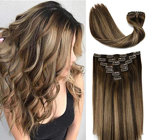 Premium 9A Brazilian Clip-In Human Hair Extensions - 7pcs Double Weft for Instant Volume & Length | Perfect for Weddings, Parties & Everyday Styling