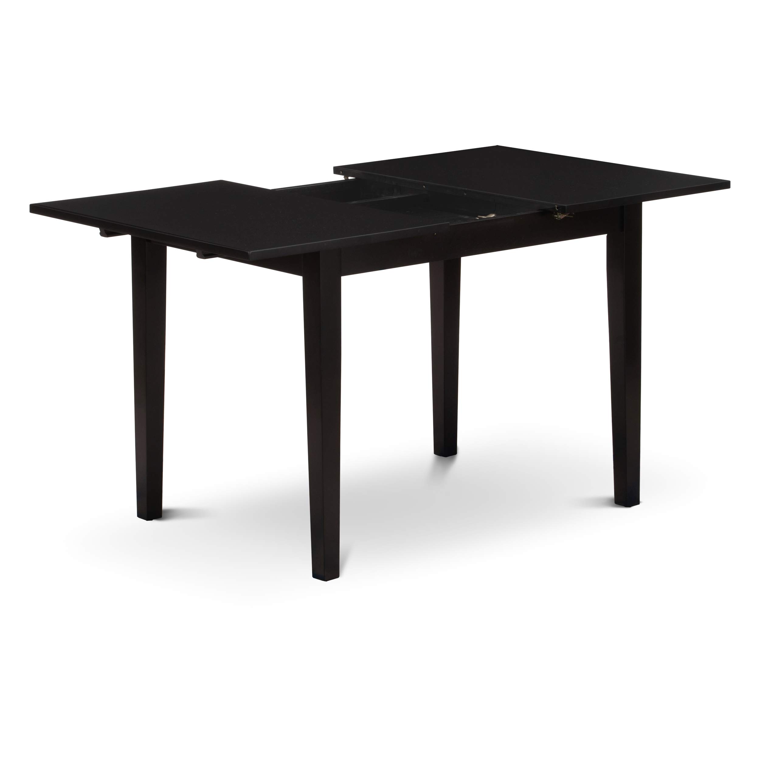 East West Furniture 3-Piece Dining Room Table Set with Butterfly Leaf - Rectangle Kitchen Table & 2 Chairs, 32x54 Inch, Black | Perfect for Small Spaces, Breakfast Nooks & Compact Apartments