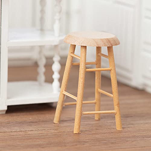 Unfinished Round Bar Stool for Dollhouse Miniatures - DIY Wooden Stool Craft Kit - Perfect for Dollhouse Furniture, Miniature Decor & Craft Projects