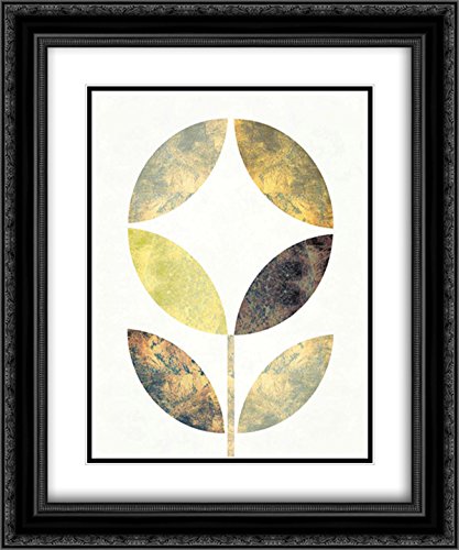 Michael Mullan Golden Flower II - 15x17 Black Ornate Framed Double Matted Museum Art Print - Perfect for Living Room, Bedroom & Office Wall Decor