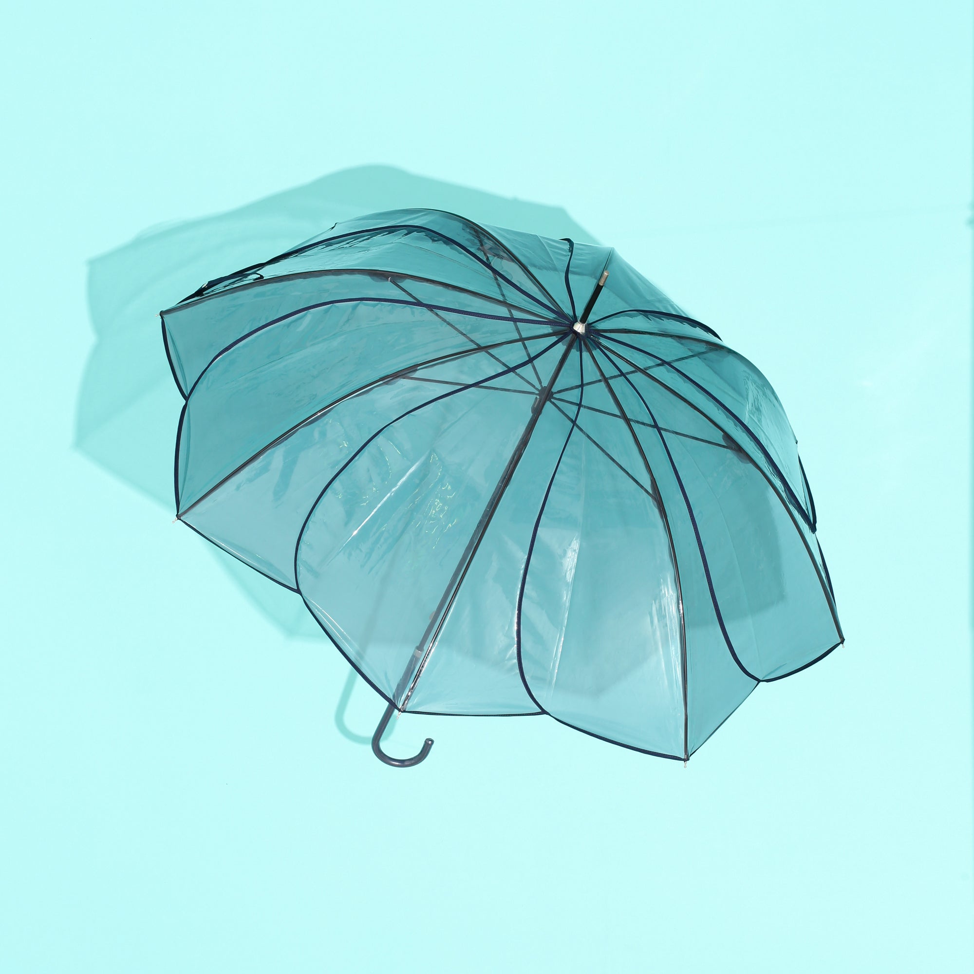 Clear Umbrella with Color Piping - 58 Inch Windproof Gray Rain Umbrella for Men & Women - Perfect for Commuting, Travel, and Outdoor Activities