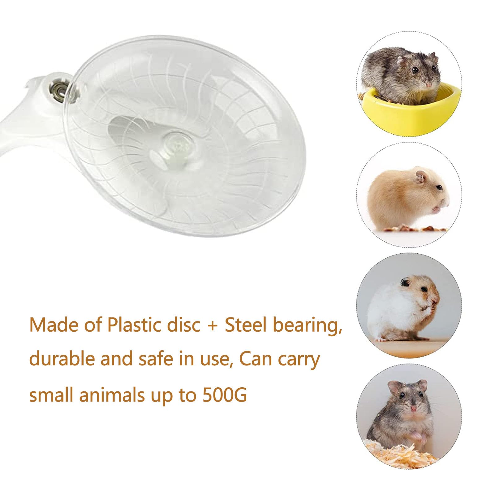 Super-Silent Flying Saucer Hamster Wheel - Non-Slip Plastic Exercise Wheel for Small Pets like Hamsters, Mice & Gerbils - Ultra Quiet & Stable Design - Perfect for Nighttime Play in Cages (White)