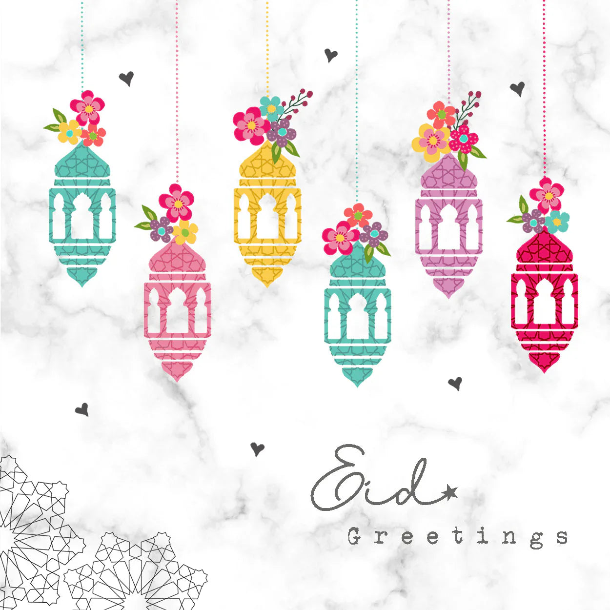 Eid Greeting Card Lanterns HE 07 - Beautiful Islamic Festival Decorations for Home & Party Celebrations