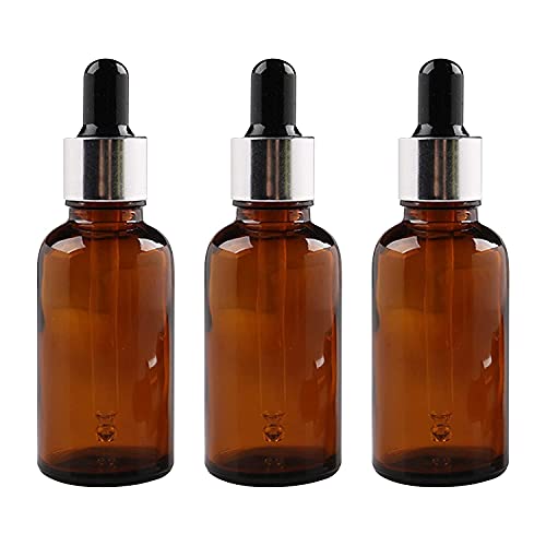 Amber Glass Bottle With Silver Dropper