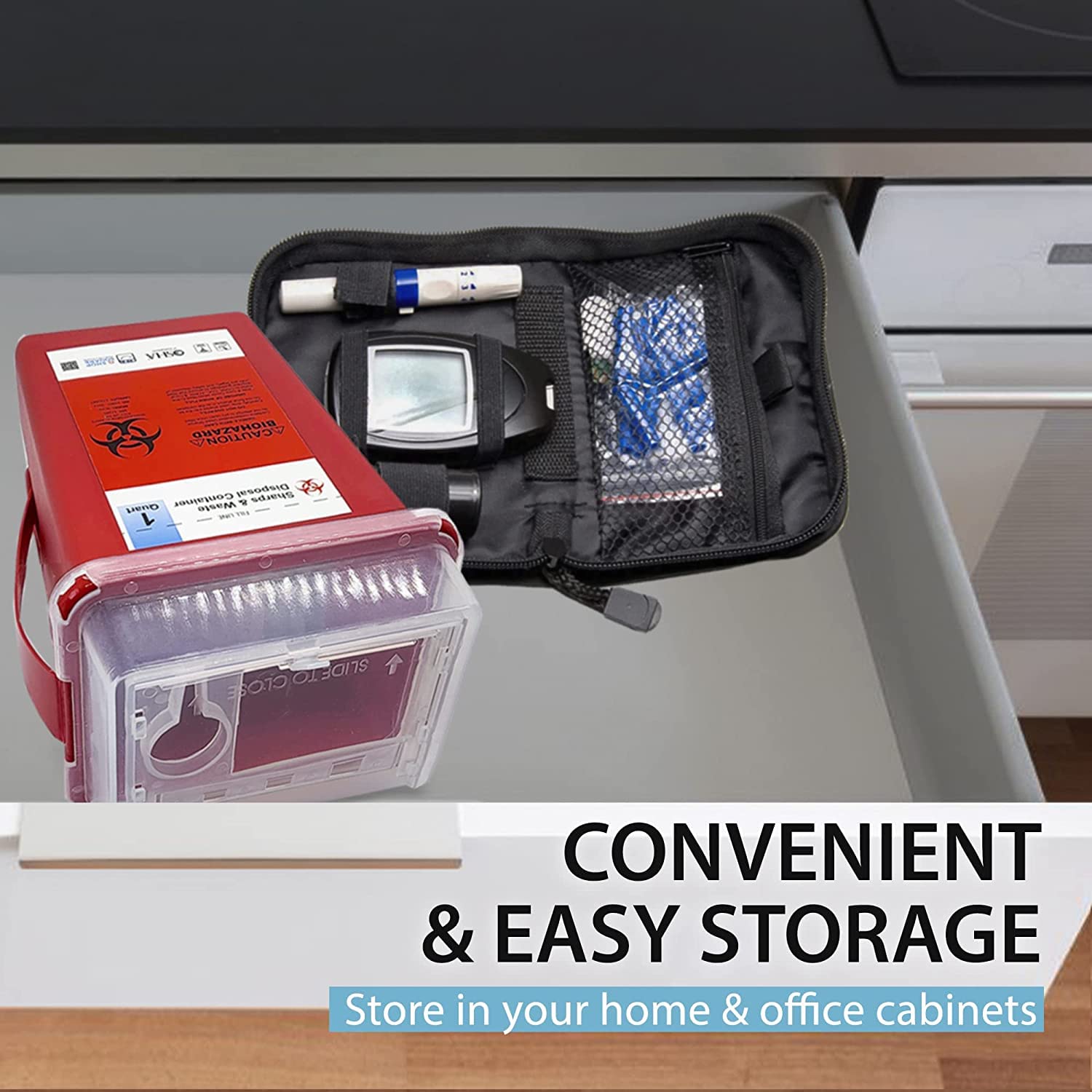 1 Quart Sharps Containers for Safe Needle Disposal at Home | Small Biohazard Waste Bins for Diabetic, Medical & Tattoo Use | FDA-Compliant Sharps Disposal Solution