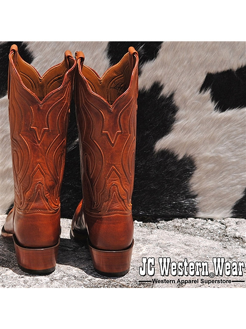 Lucchese GA9303.24 Men's Classic Ranch Hand Leather Boots in Cognac Burnished - Durable Western Boots for Cowboy, Rodeo & Everyday Wear
