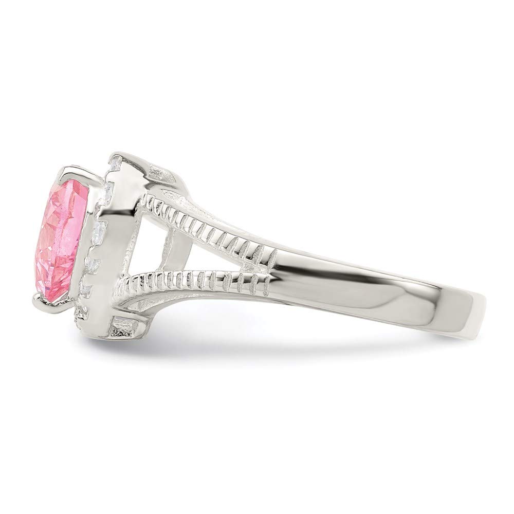 925 Sterling Silver Pink Cubic Zirconia Heart Ring for Women - Elegant Fine Jewelry Gift for Her, Perfect for Valentine's Day, Anniversary, Birthday & Romantic Occasions