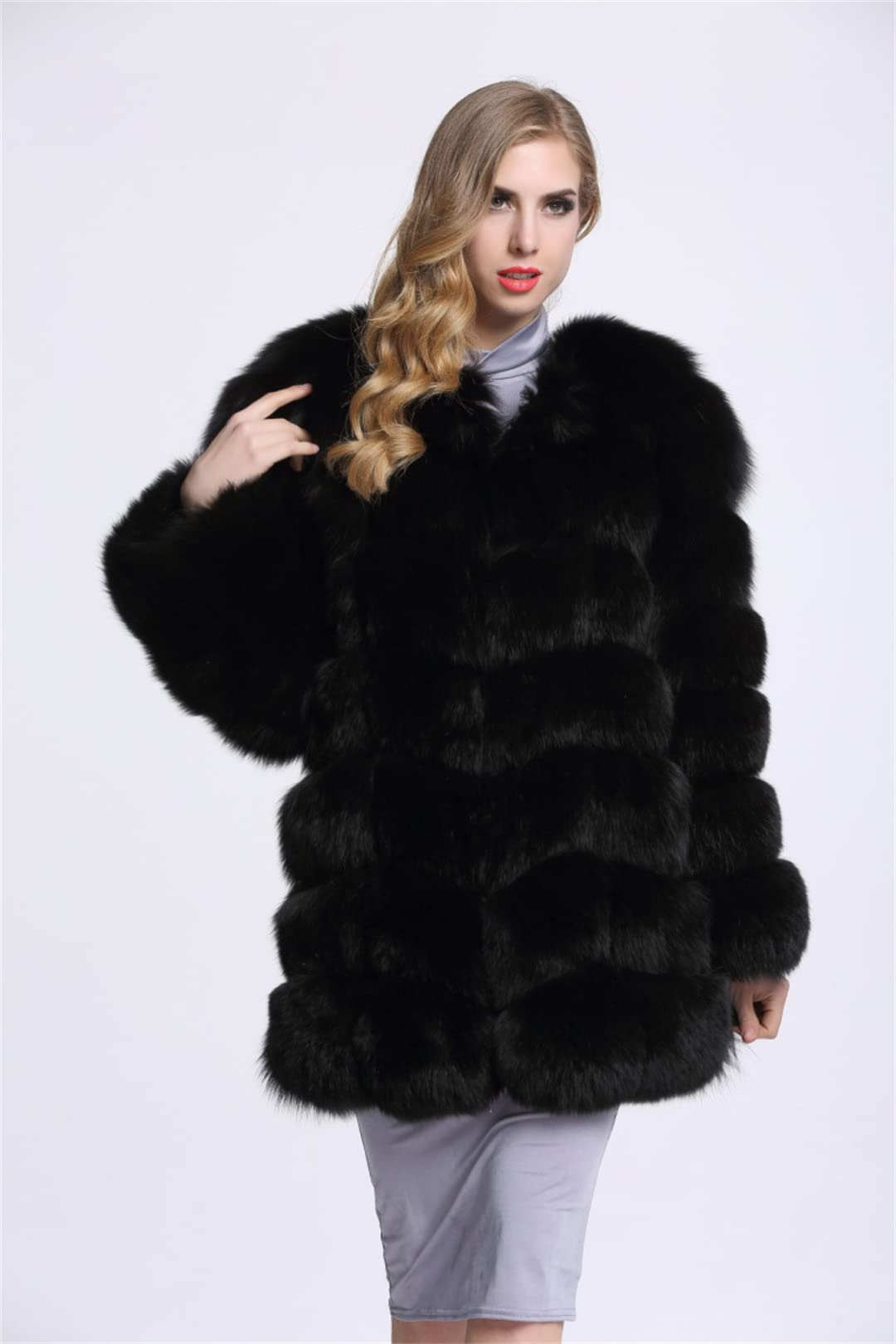 Women's Winter Plus Size Faux Fur Coat - Warm Long Sleeve Fluffy Jacket Parka for Cold Weather | Cozy Outerwear for Casual Outings & Holiday Events