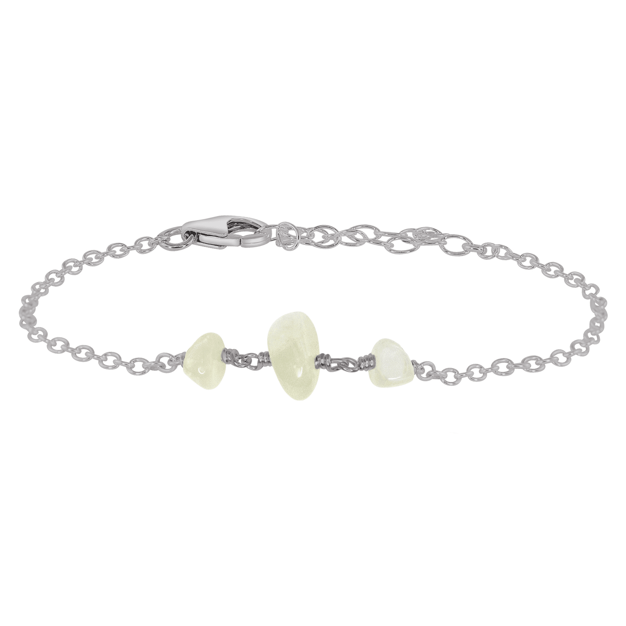 Elegant White Moonstone Beaded Chain Bracelet for Women | Healing Crystal Jewelry | Perfect for Yoga, Meditation & Boho Fashion