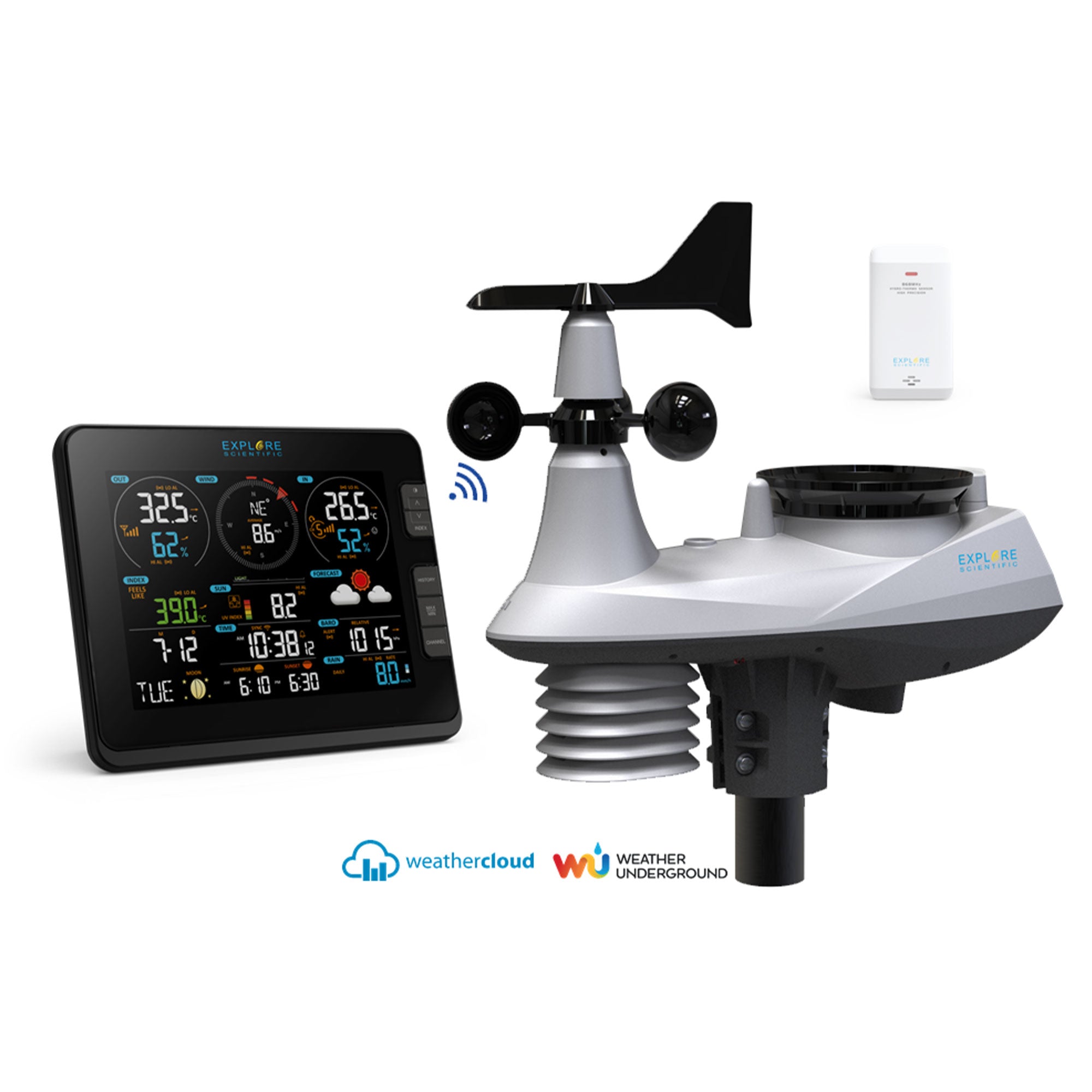 Explore Scientific 7-in-1 WiFi Professional Weather Station with Weather Underground WSX3001 - Accurate Indoor/Outdoor Temperature, Humidity & Forecast for Home, Garden & Weather Enthusiasts
