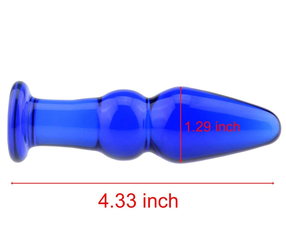 Premium Blue Glass Anal Plug & Beads Set - Crystal Anal Trainer Toy for Men & Women - Safe & Comfortable Anal Training - Perfect for Beginners & Advanced Play at Home or in the Bedroom
