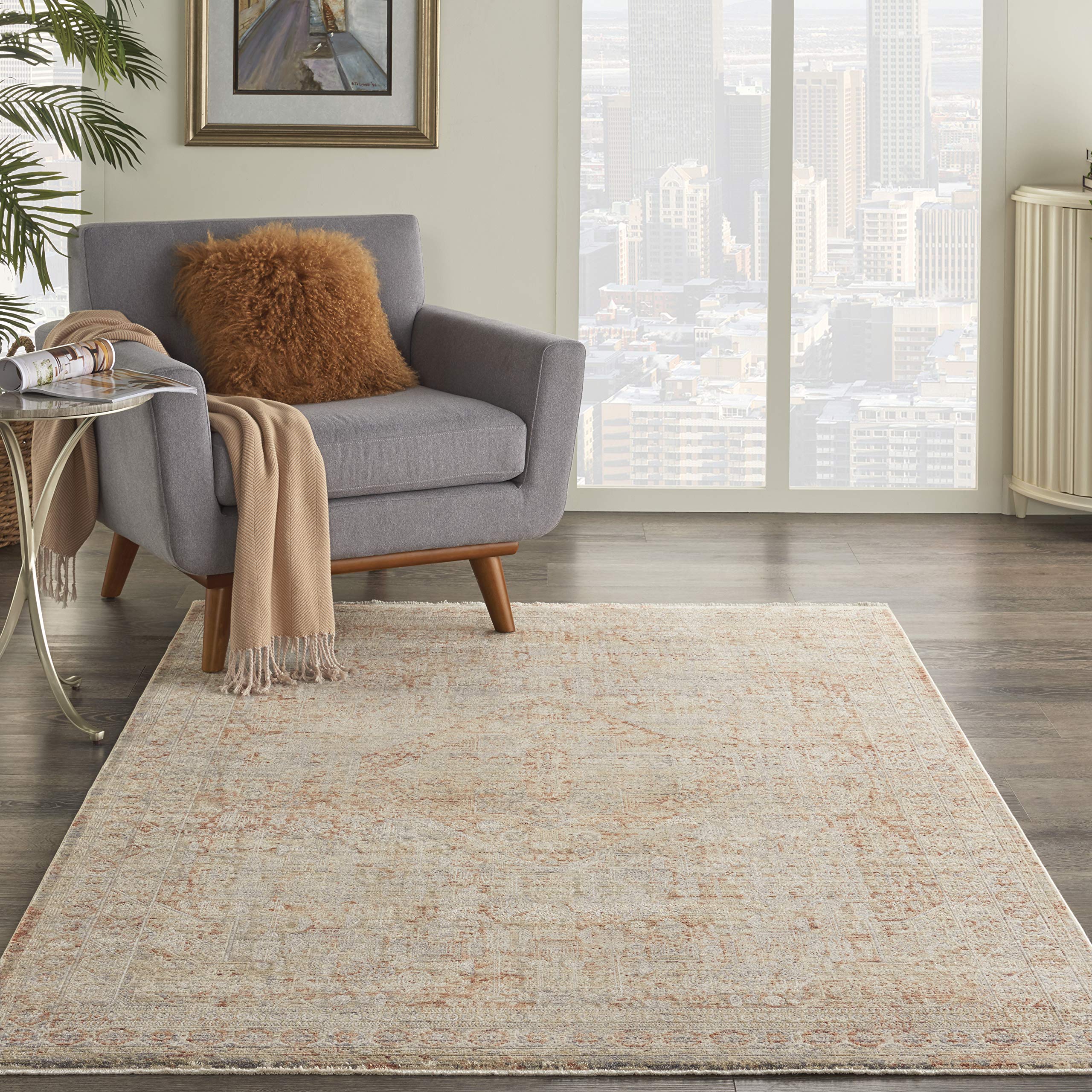 Nourison Silken Weave Vintage Grey/Brick 3'10