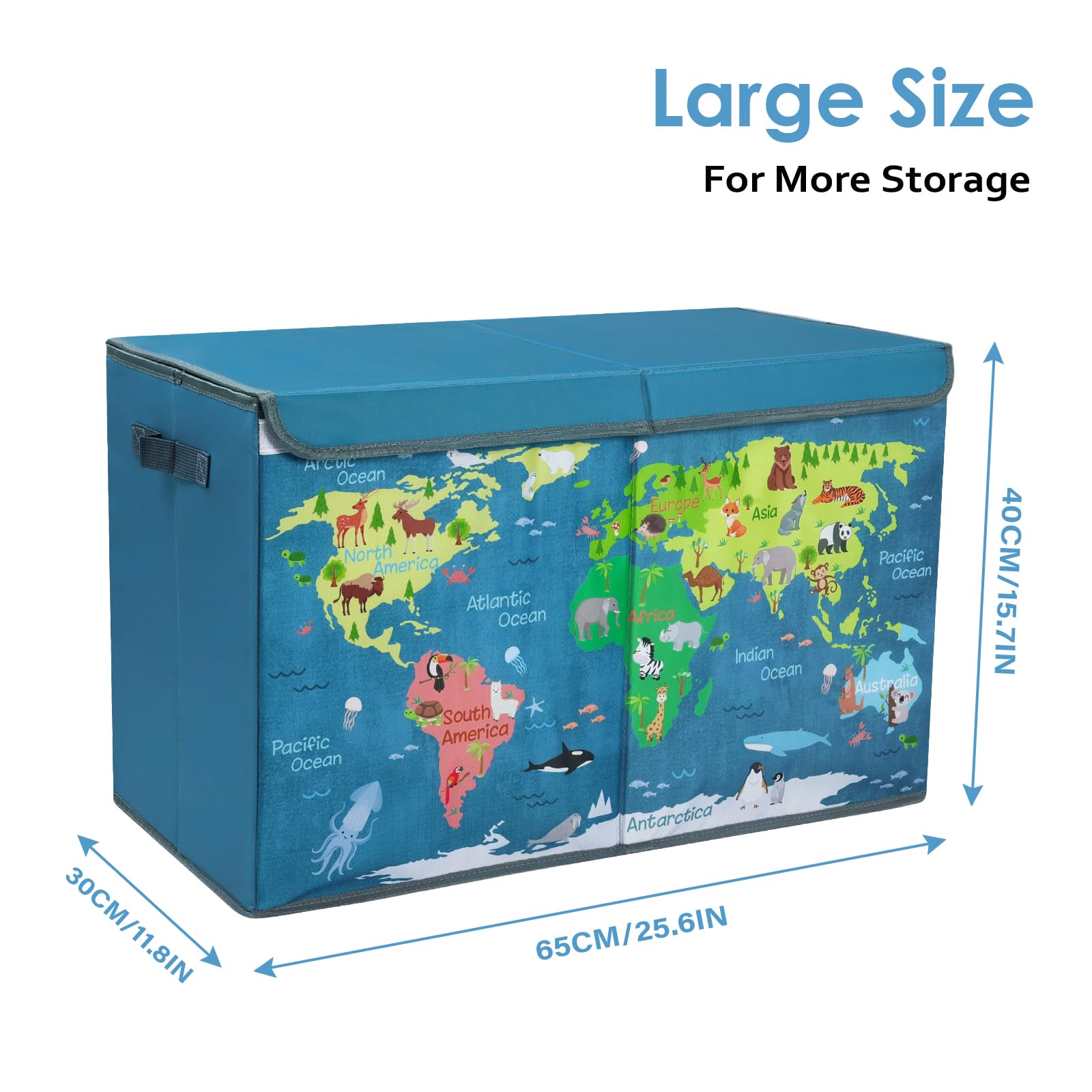 **Large Collapsible Toy Storage Box with Flip-Top Lid & Handles - 25.5×11.8×15.7 Inch Waterproof Oxford Cloth Organizer for Kids' Bedroom, Playroom & Nursery - Durable, Dustproof & Easy to Carry**    *(Perfect for Storing Toys, Books, Blankets & More - Ideal for Home, Daycare & Travel)*
