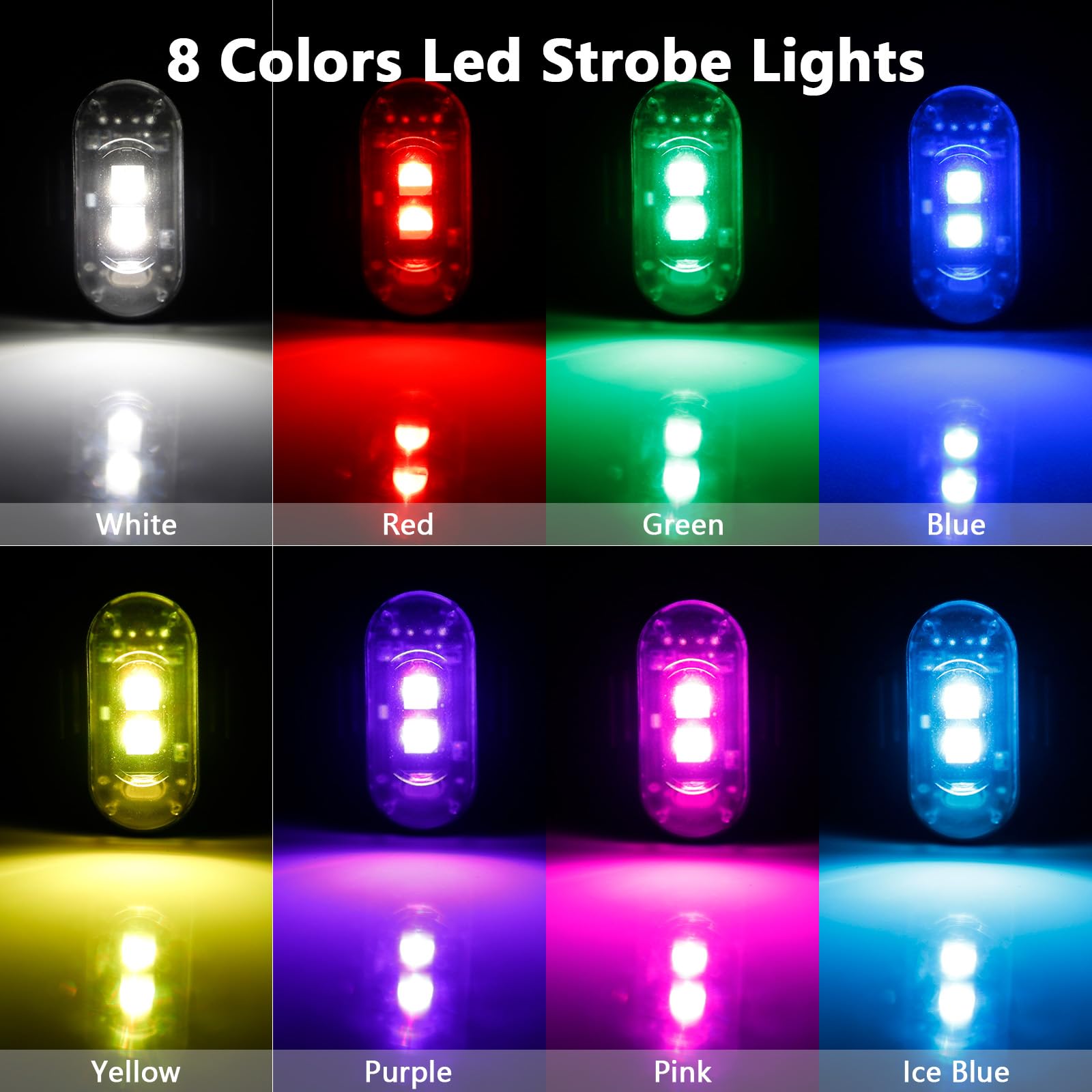 LECART High Brightness Wireless LED Strobe Lights - 8 Color Remote Control Rechargeable Anti-Collision Lights for Drones, Motorcycles, Cars & Bikes (2 Pack) - Perfect for Night Riding, Aerial Photography & Safety Signaling
