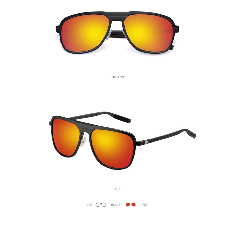 20/20 Unisex Full Rim Square Aluminum Polarized Sunglasses PK017 - Stylish UV Protection for Outdoor Activities, Driving & Fashion