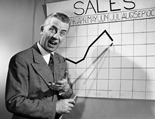 Businessman Pointing at Sales Chart - Motivational Office Wall Art Poster Print (18x24 Inches) - Perfect for Offices, Conference Rooms & Business Inspirational Decor