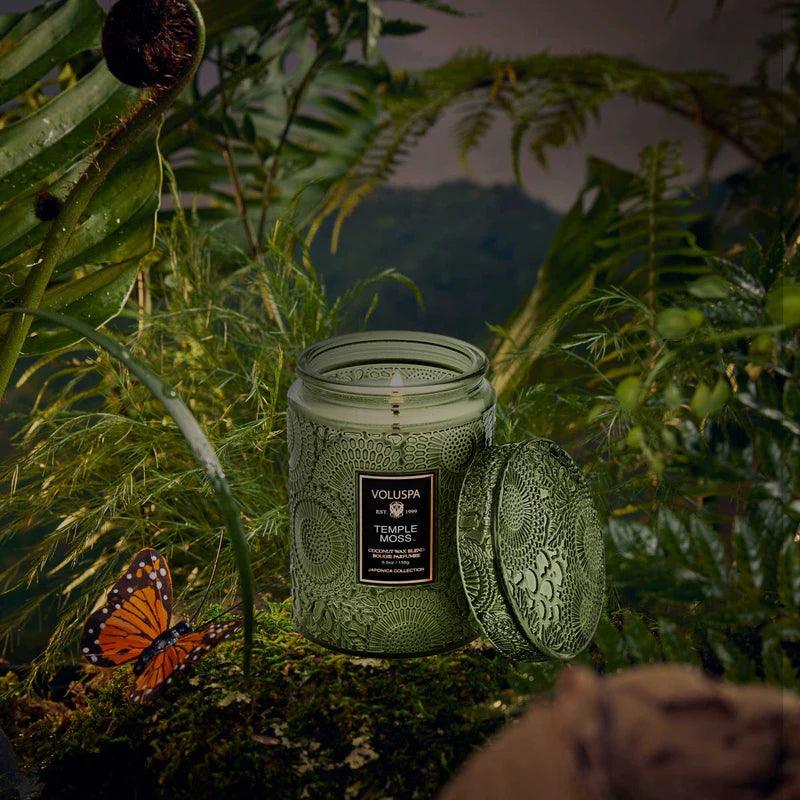 Temple Moss Small Jar Candle - Natural Soy Wax Aromatherapy Candle for Home, Meditation & Relaxation - Perfect for Bedroom, Bathroom & Yoga Space