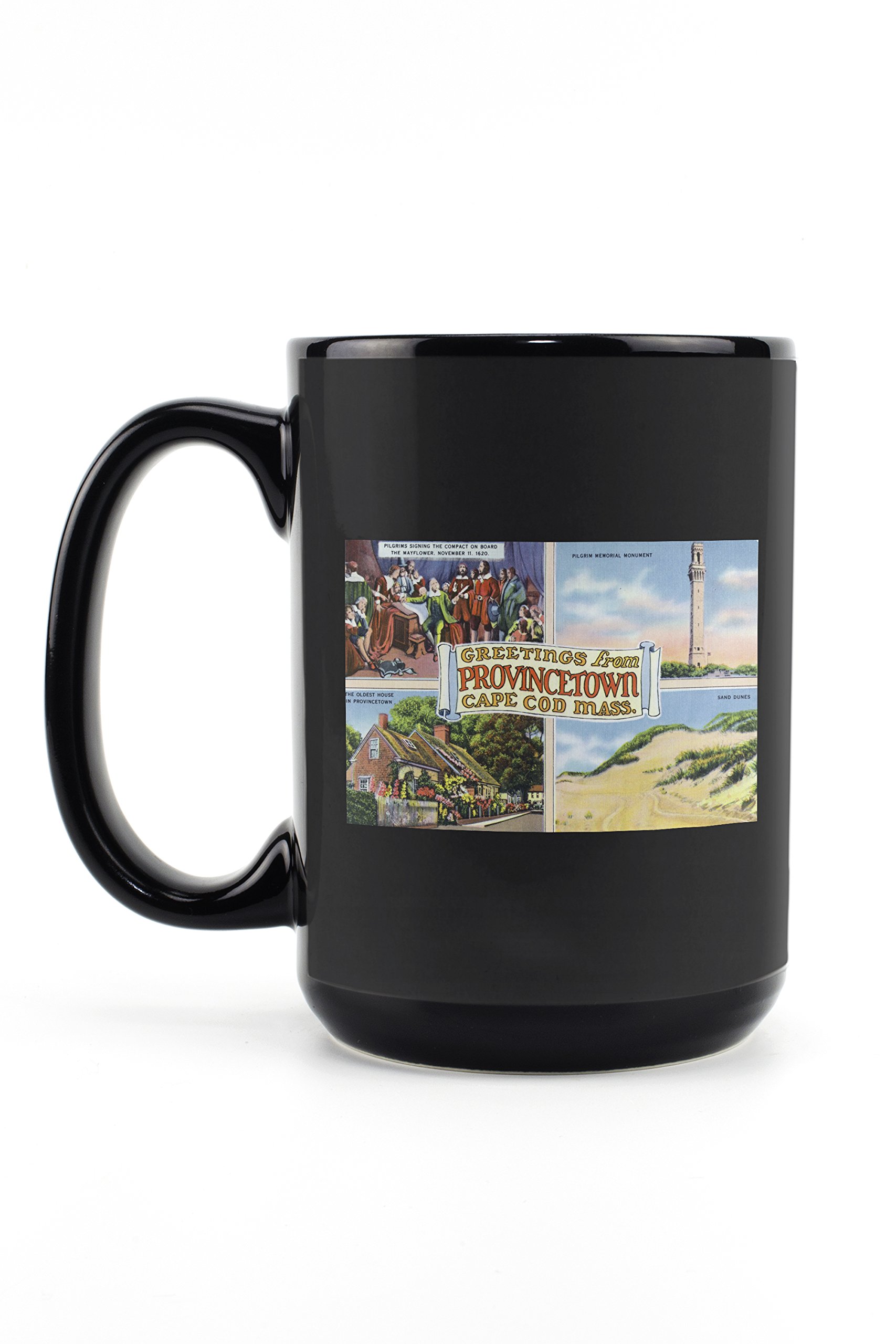 Lantern Press Provincetown Massachusetts Scenic Coffee Mug - 15oz Black Ceramic Tea Cup, Dishwasher & Microwave Safe - Perfect for Home, Office & Gifts