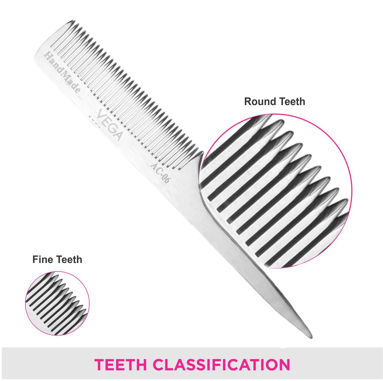 Vega Tail Hair Comb for Women - India's No.1 Hair Comb Brand (AC-06) - Perfect for Styling, Detangling & Volume Boost at Home or Salon