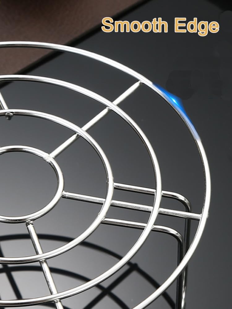 Stainless Steel Grill Wire Cooling Rack - 10.2 Inch Round Oven Rack for Baking, BBQ, Air Fryer & Pressure Cooking | Durable 1.8