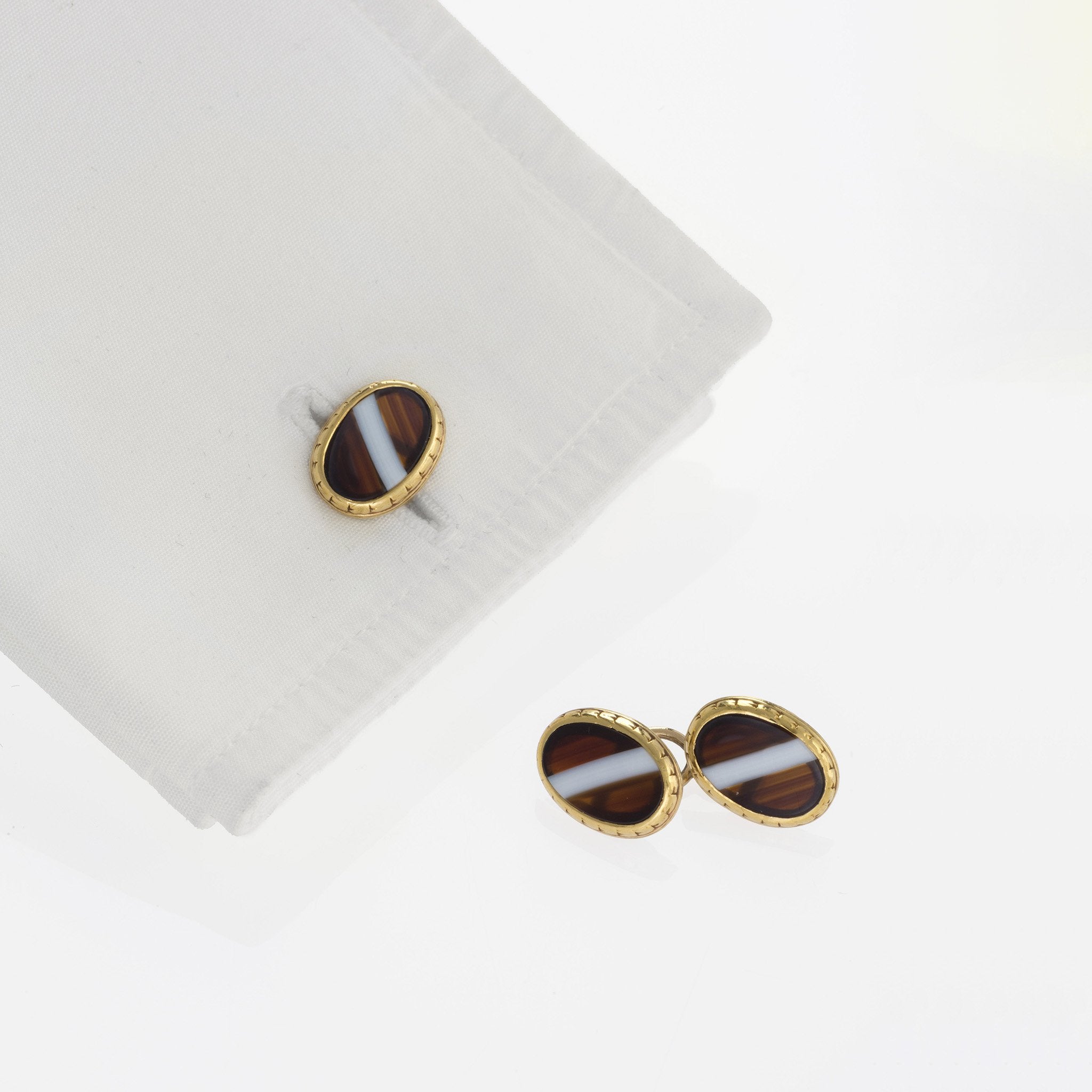 Elegant Banded Agate and Gold Cufflinks for Men - Luxury Wedding, Formal & Business Attire Accessories