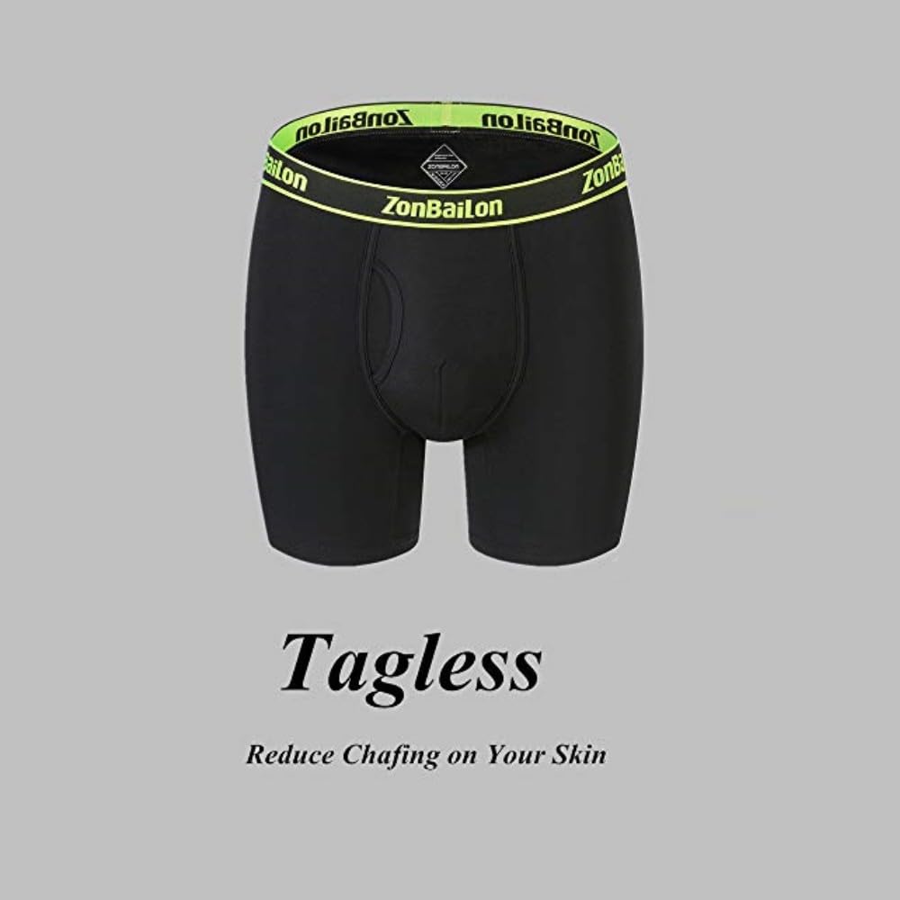 ZONBAILON Men's Bamboo Viscose Boxer Briefs - Breathable Cooling Underwear for Big & Tall - Soft Trunk Underwear Pack (Sizes M-3XL) - Perfect for Workout, Travel & Everyday Comfort