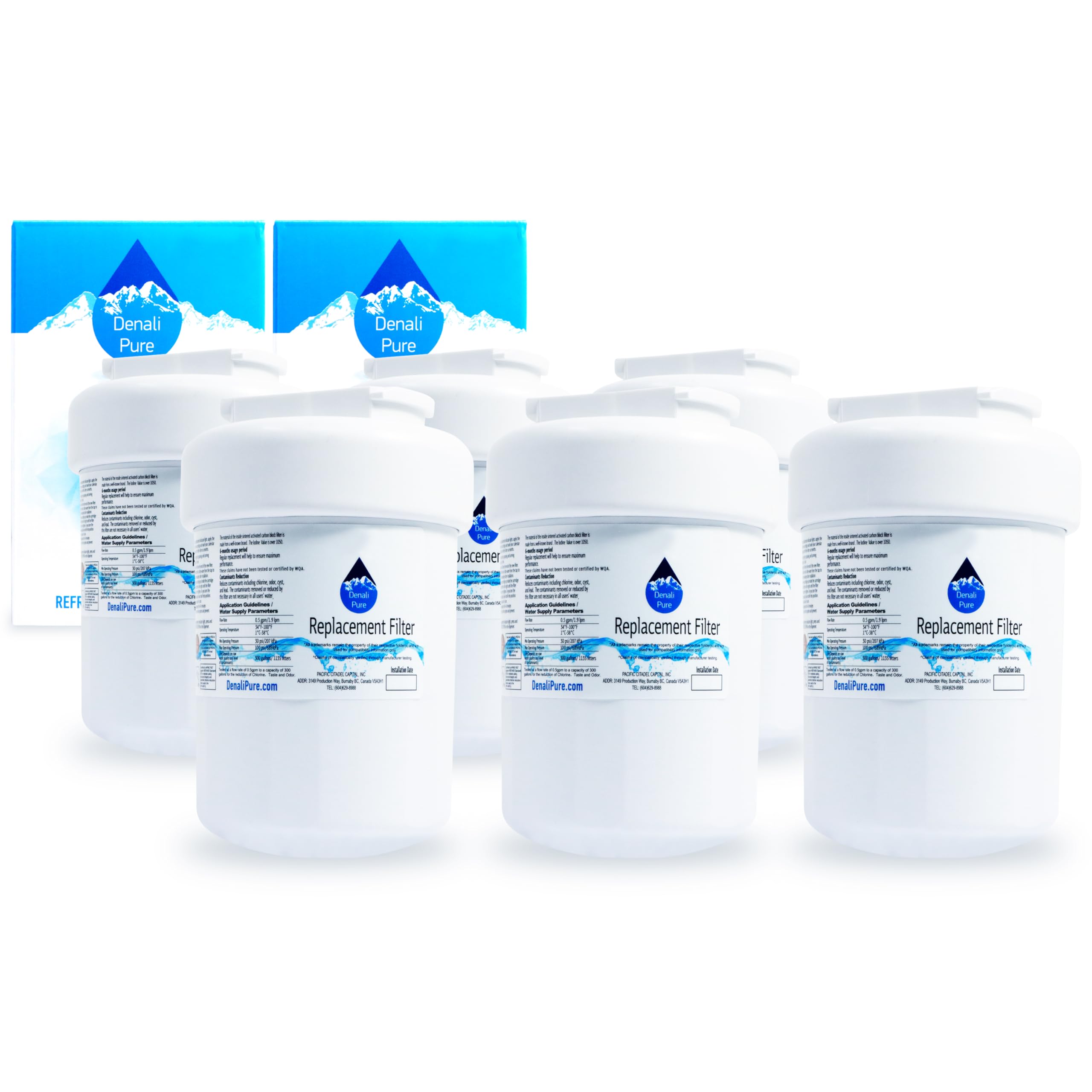 6-Pack GE GSHF6KGZBCWW Refrigerator Water Filter Replacement - Compatible with GE MWF & MWFP Fridge Filters | Pure Water for Drinking, Ice Maker & Coffee Machine