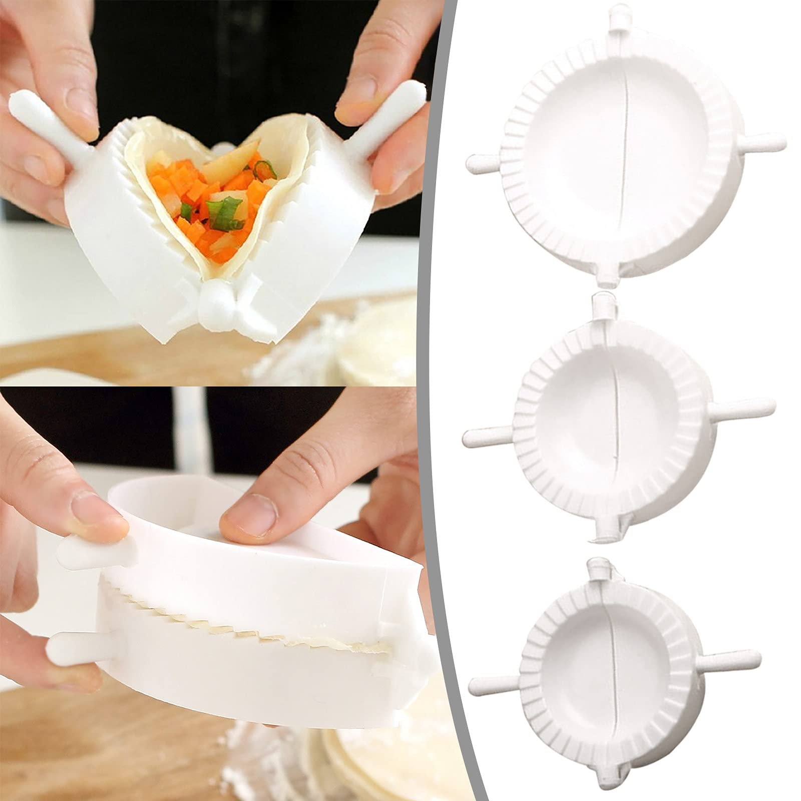 AIRCODE Dumpling Maker Tool - Food Grade Plastic Dough Press & Cutter for Dumplings, Wontons, Ravioli - Kitchen Gadget for Easy Homemade Dumplings, Meat Pies & Calzones (Set of 2 Sizes) | Perfect for Family Cooking, Meal Prep & Asian Cuisine