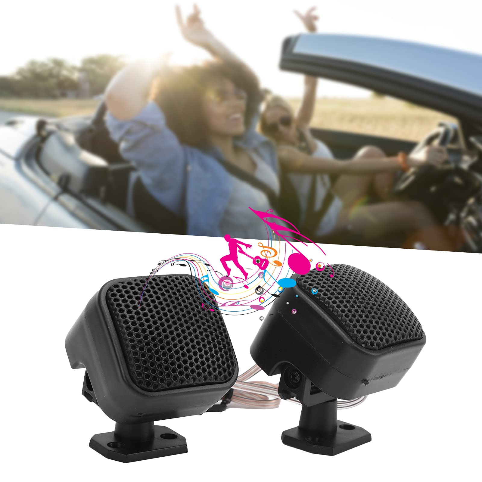 500W 4Ohm High Power Car Stereo Speakers (2-Pack) - Hi-Fi Silk Dome Tweeter, Universal Car Audio System with 4 Mounting Screws - Perfect for Car Upgrades, Road Trips & Bass-Boosted Music Listening