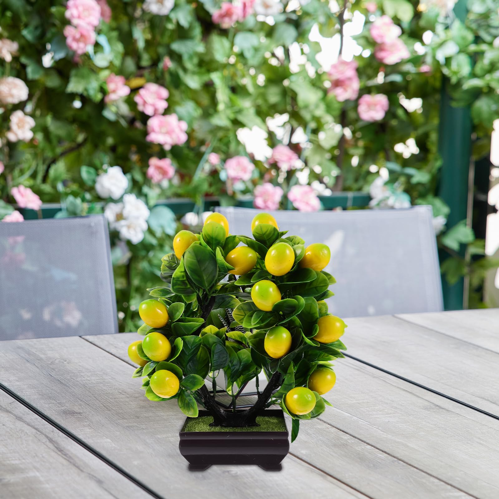 LOGOFUN Artificial Lemon Tree Bonsai - Fake Mini Potted Plant for Indoor & Outdoor Decor - Perfect for Home, Kitchen, Office, Desktop, and Tabletop Decoration - Adds Fresh Citrus Vibes to Any Space