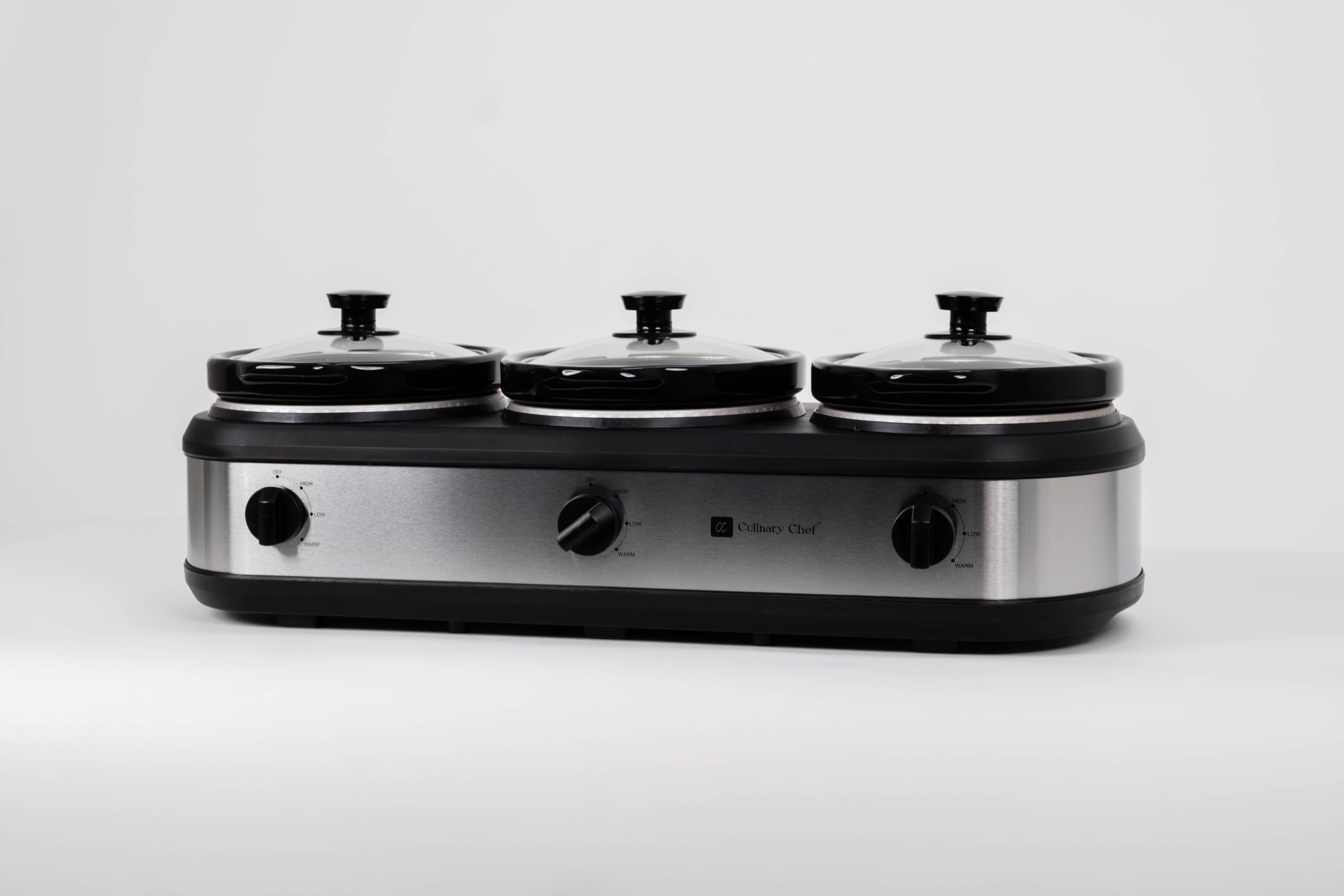 SC3105-SS 3-Pot Stainless Steel Slow Cooker & Buffet Server - Keep Food Warm for Parties, Catering & Family Gatherings