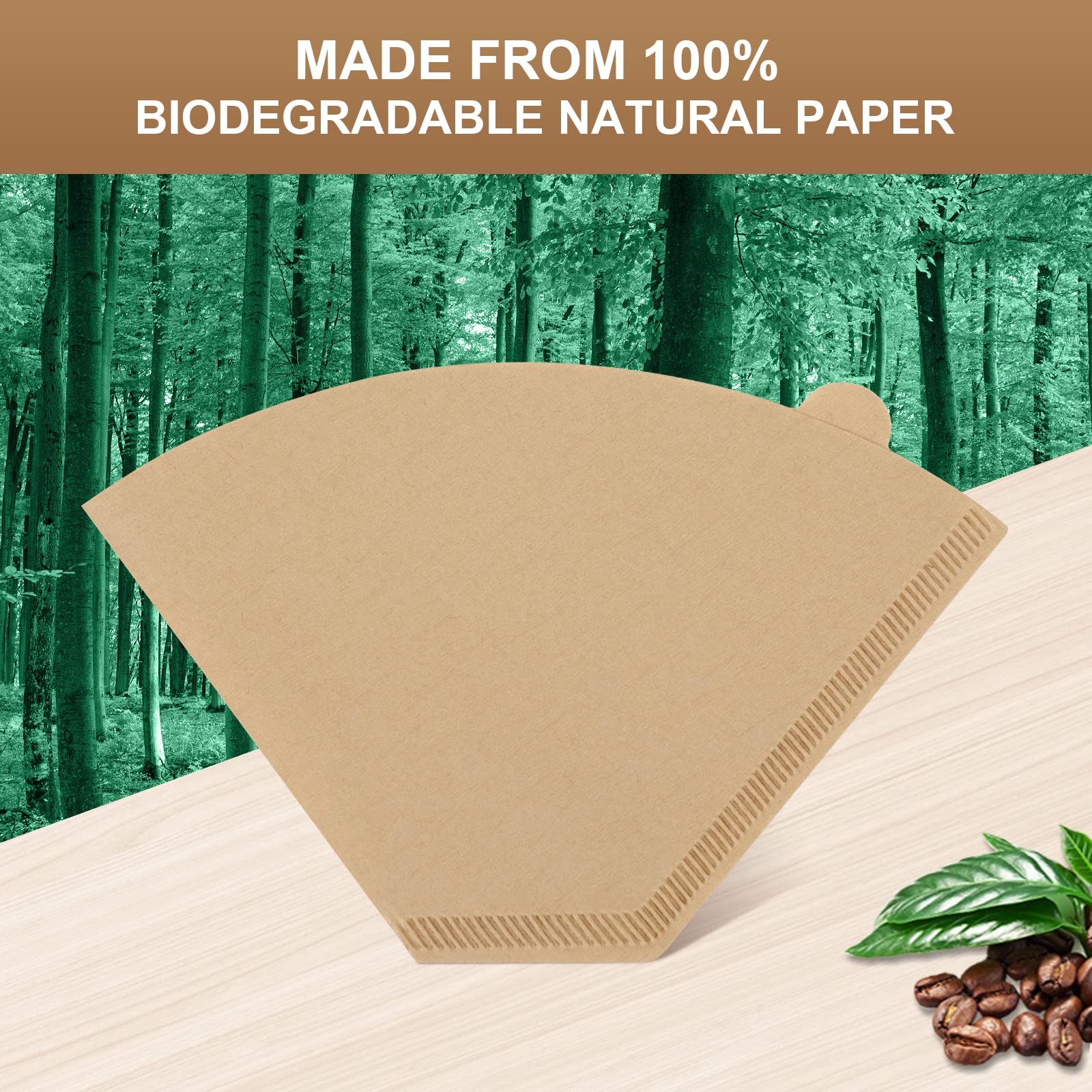 100-Pack Disposable Coffee Paper Filters for Cuisinart DCC-3200 & Most 8-12 Cup Coffee Makers - Perfect for Home Brewing, Office Use & Camping Trips